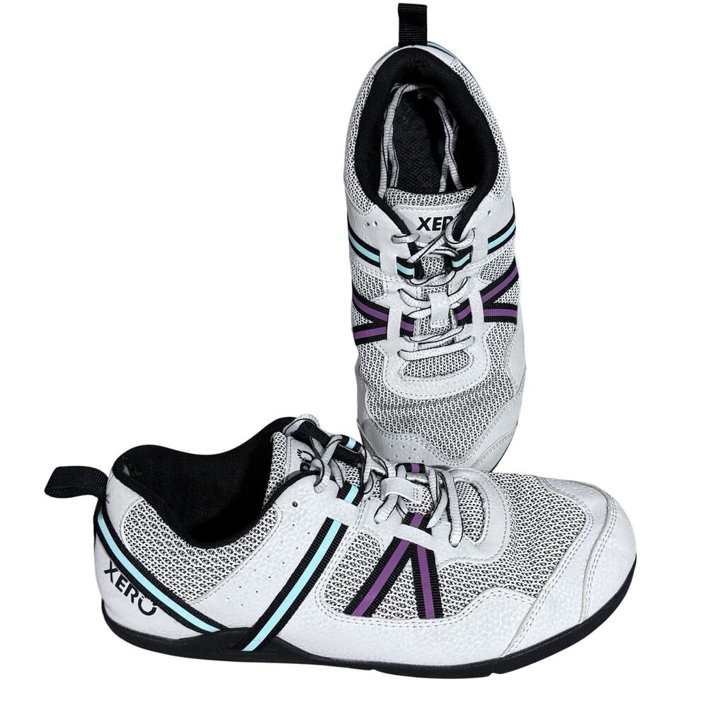 Xero Women's White Athletic Shoes with Purple & Teal Accents